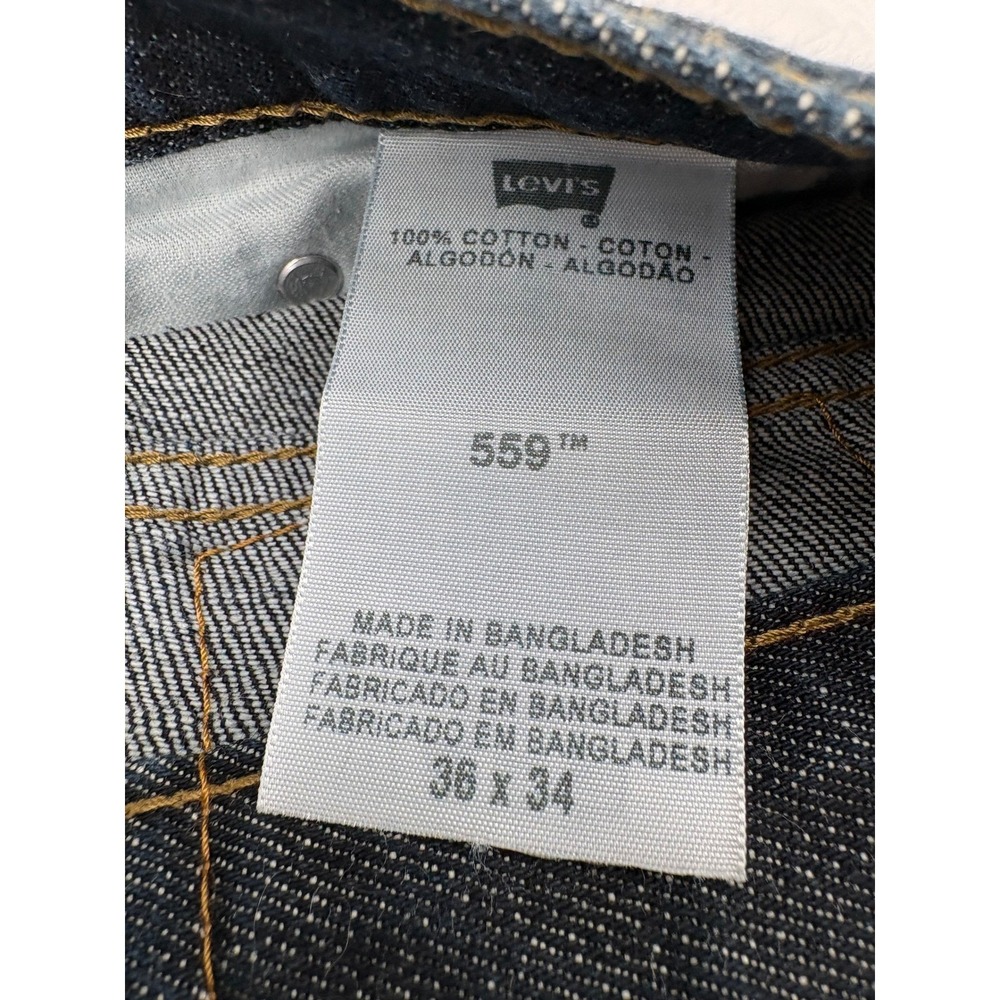 Levi's 559 Jeans Mens 36x34 Relaxed Straight Dark Wash Blue Denim AE141 - Picture 8 of 9
